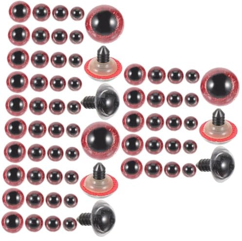 Operitacx 120 Pcs Doll Eyes Craft Eyes Button Toy Eyes for DIY Stuffed Sloth Plush Toy Flash Toys Stuffed Pig Plush Toy Childrens Toys DIY Doll Making Eyes Large Glass Red Plastic