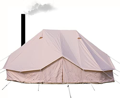 6 m/19,6 ft extra großes wasserdichtes Baumwoll-Canvas-Camping-Glockenzelt mit 3 Türen und 6 Fenstern für 8–12 Personen, Camping, Wandern, Familienfeier, Outdoor-Jagd