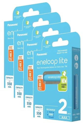 Eneloop Lite Lot de 4 x 2 Piles Rechargeables Micro 550mAh AAA DECT