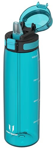 Super Sparrow Botella Deportiva - TouchSip Botella Agua - 1L - Tritan Botellas con Pajita, Sin BPA