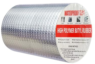 LUOHONG Butylband Wasserdichtes Klebeband Außen Bitumenband Selbstklebend, Butylkautschuk ​Aluminiumfolie dichtband,für Dachleckage, Oberflächenriss, Fensterbankspalt, Rohrbruch (15cm X 5m)