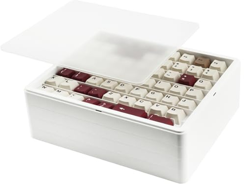 Hyekit Keycap Storage Box, 4th Floor PBT Dustproof Display Case, 252 Keys Visible Top Cover, Cherry MOA XDA SA OEM MSA DSA MAO Profile Mechanical Keyboard Keycap Collection Box (White)