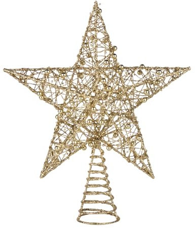 Christmas Tree Topper Star, 30cm Gold Weihnachtsdekoration für Jede Größe Weihnachtsbäume, Desktop, Party, Thanksgiving, Indoor-Dekoration