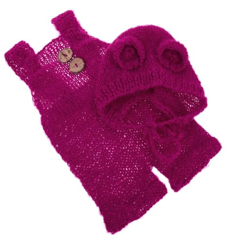 COLLBATH tuta da orso neonati costume da festa per bambini abbigliamento cappellino neonata berretto in maglia intrecciata a mano cappello lavorato a maglia alla moda