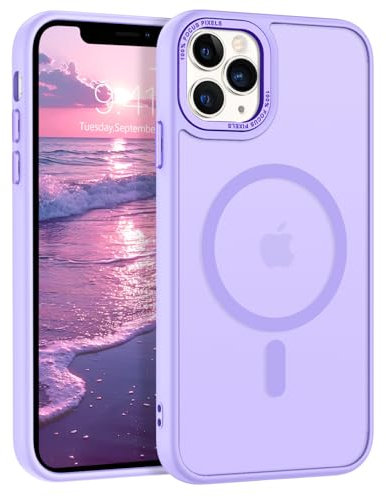 GaoBao Strong Magnetic for iPhone 11 Pro Case, Slim Fit iPhone 11 Pro Phone Case [Compatible with MagSafe] Classic Shockproof Translucent Matte Protective Phone Cover for iPhone 11 Pro 5.8,Purple