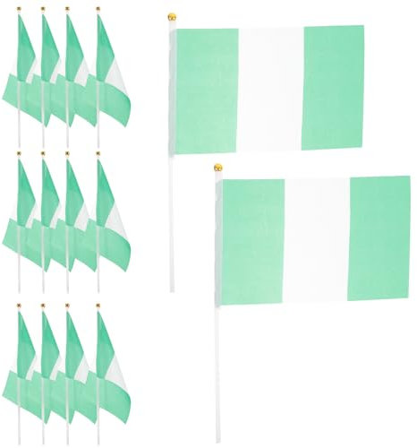 OFFSCH 20stücke Handgehaltene Flagge Nigeria Große Nigerianische Handflagge Kleine Nationalflagge Aus Robuste Partydekoration Für Sportspiel Und Feiertage