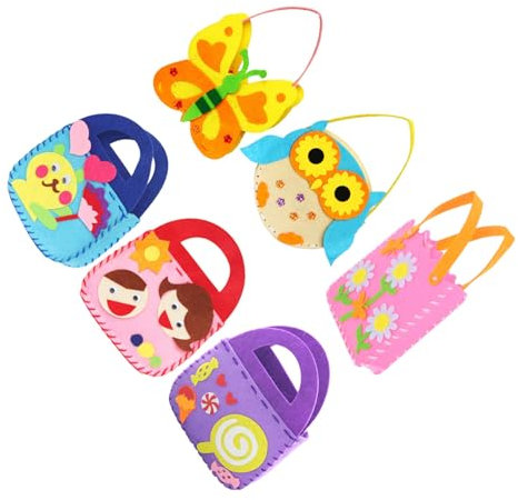 TOYANDONA 6 Satz Taschenmaterial Bastelspielzeug Für Kinder Handtaschen Aus Vliesstoff Bastelset Nähen Kinder Nähen Spielzeug Mach Deine Handtasche Diy-bastelset Für Mädchen Basteltasche