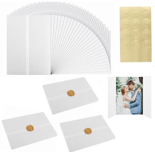 GBACHOOSE 100 Pcs 6x8inch Pre-Folded Translucent Vellum Wrap Jackets, A5 Vellum Paper Jackets for Wedding Invitations Birthday Party