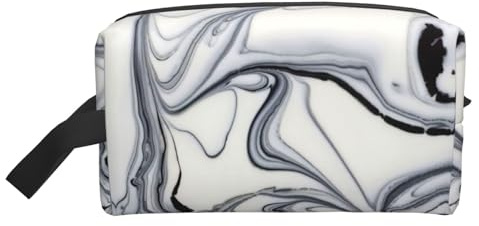 Trousse de toilette de voyage avec peinture noire et blanche, impression mixte, grande capacité, trousse de toilette pour femme et homme, blanc, Taille unique