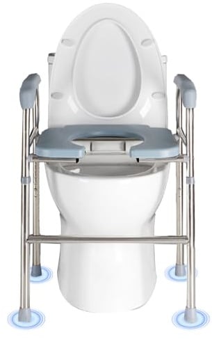 Rehausseur Toilette Adulte, Siège de Toilette Surélevé avec Accoudoirs, Hauteur Réglable, Aide au Relèvement de Toilette pour Personnes Âgées, Personnes à Mobilité Réduite
