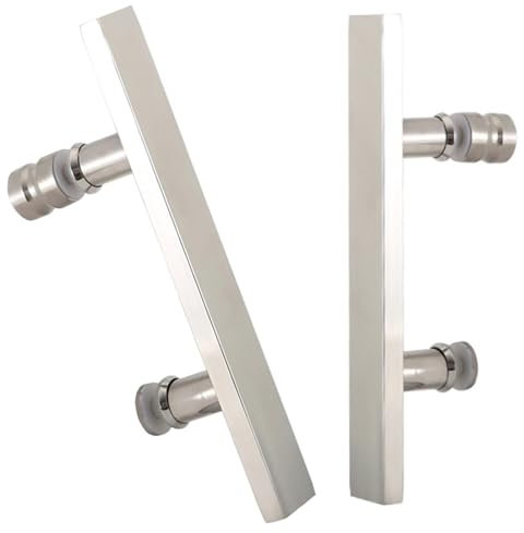 Square Stainless Steel Shower Door Handle 145mm Center Hole Replacement for Glass Shower Doors 30cm Length Silver Finish Ideal for Bathroom Shower Enclosures