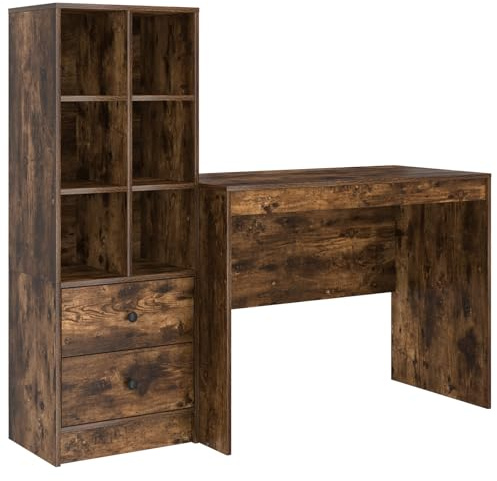 vidaXL Schreibtisch Mit Stauraum Geräucherte Eiche Holz Kompaktes Design Für Büro Schreiben Und Lernen Heimbüro Modern