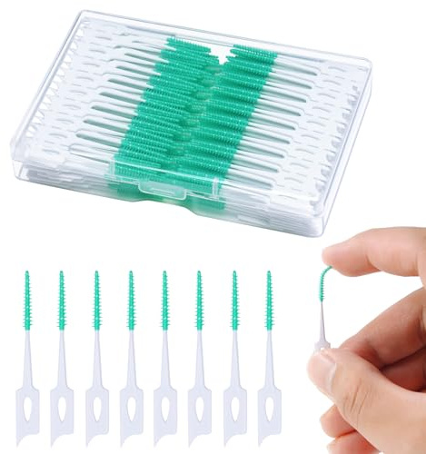 YEERSUO Zahnseide-Plektren,Silikon-Interdentalbürste, Zahnseide, grüne, 220 | Zahnseide-Plektren für Zähne, Zahnstocher-Bürste zwischen den Zähnen, Zahnseidebürste mit Etui, Einweg für Zahnreinigung