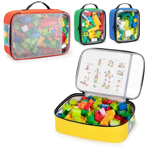 Rexmica 4 Stück Aufbewahrungstasche für Spielzeug, Spielzeug-Tragetasche | Reisetasche für Puzzles, Bausteine, Brettspiele, Verschiedene Kleine Spielzeuge (Nur Tasche)