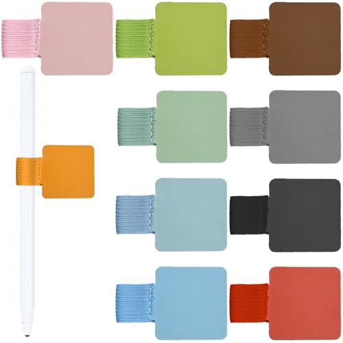 GAZIL Set of 10 Self-Adhesive Pen Loops for Notebooks, Elastic Pen Holder Made of PU Leather, Pen Holder for Calendars, Diaries, Tablets
