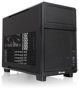 Thermaltake TR200 Black | Micro ATX PC-Gehäuse | Vorinstallierter 120 mm Lüfter | 360 mm AIO Support | LCD Kit kompatibel | Funktionelle Frontblende