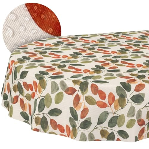 ANRO Tischdecke abwaschbar Olivia oval 220x140 cm Outdoor wetterfest | Tischwäsche aus beschichtetem Stoff – schmutz- & wasserabweisend, pflegeleicht – waschbar bei 30 °C