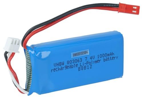 vhbw Akku kompatibel mit JST-SYP-2P Stecker | für Modellbau 1000mAh, 7,4V, Li-Polymer