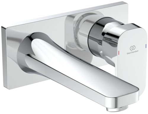 Ideal Standard A6334AA Tonic II Wand-Waschtischarmatur Wandmontage, Bad-Wandarmatur mit Auslauf, Mischbatterie Wasserhahn, Wassersparend, Chrom