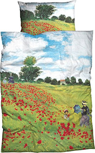 Goebel Bettwäsche Mohnfeld Satin bunt Größe 155x220 cm (80x80 cm)