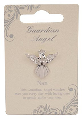 Nan Guardian Angel Silver Coloured Angel Pin With Gem Stone Sentimental Gift Idea