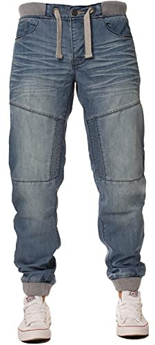 Enzo Cuffed Denim Jeans EZ377 LSW Light Stonewash