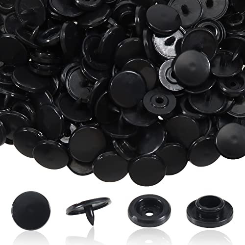TOAOB T5 Kunststoff Druckknöpfe Nähfrei 12mm 500 Set Schwarz Buttons für DIY Basteln Scrapbook