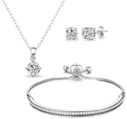 Philip Jones Silver Plated Friendship Set Created with Zircondia® Crystals