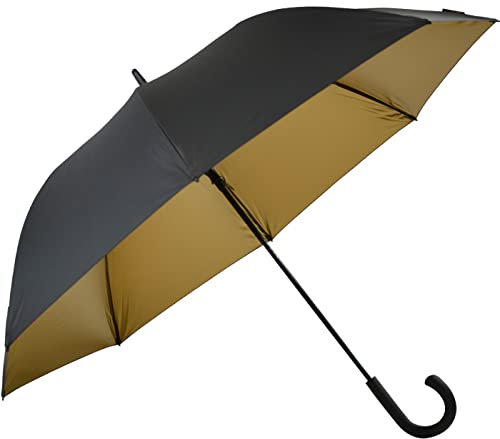 Falcone® luxuriöser XXL Regenschirm Automatik Fiberglas - schwarz-Gold