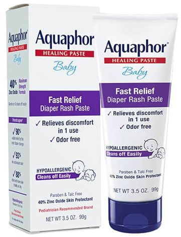 Aquaphor Baby Diaper Rash Paste - For Serious Diaper Rash and Flare-ups - 3.5 Oz. Tube