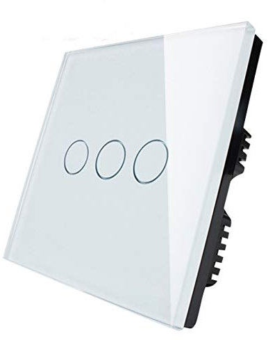 KONOQ Glass Panel Touch Light Switch - DIMMER Light Switch (3 Gang / 1 Way, White)