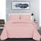 B&B Double Bedspread Bed Throw Embossed Pattern Reversible Quilted Bedspread Set with 2 Pillow Shams - Decorative Quilt Coverlet Bedding Set, Pink