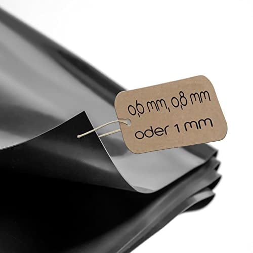 BooGardi PVC Teichfolie schwarz · Viele Größen in 0,6mm / 0,8mm / 1,0mm · 2m x 10m x 0,8mm · UV- Frost- und Witterungsbeständig für Gartenteich (wurzelfest)