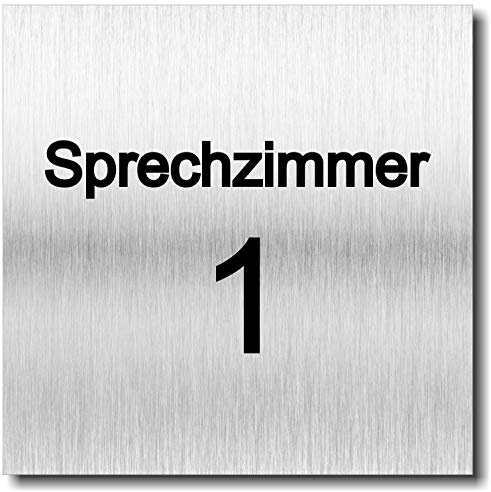 Schild Türschild Sprechzimmer 1 2 3 4 UV Druck 12 x 12cm - 3mm Aluverbund - Made in Germany - Art.Nr. 2070 (Sprechzimmer 1)