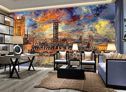 Papier Peint 3D Intissé Abstrait Fantasy Paris Paysage Papier Peint Panoramique 3D Moderne Decoration Murale Chambre Salon Décoration Murale 400cmx280cm