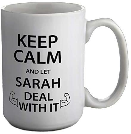Shopagift Personalised Keep Calm and Let Name Deal with It White 15oz Large Mug Cup
