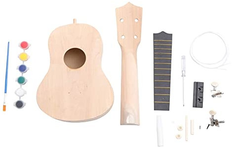 1 Set DIY Ukulele Kit Holz Ukulele Malerei 4 Saiten Ukulele Kit DIY Musikinstrumente Hawaii Gitarre für Eltern Kind Kampagne Kinder (Farbe: wie abgebildet, Größe: M)
