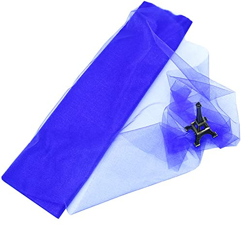 Organza Dekostoff 48cm x 10m, zum Nähen Brautschleiern,Petticoats,Röcken,Organzastoff Dekoband für Hochzeit Party Bankett Deko Tischläufer Geschenk-Schleife DIY Handwerk Weihnachten Deko,Königsblau