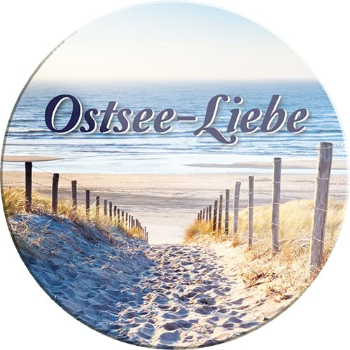 Magnet ''Ostsee-Liebe'' 8x8cm Kühlschrankmagnet Lustige Sprüche Feier Vintage Retro Geburtstag Deko Party Überraschung Fan Meer Urlaub Sommer Sandstrand