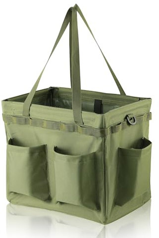 Multifunctional Storage Toolbox Carry Griddle,Large Grill Utensils Accessory Grilling Tools Basket Carrying Caddy Tool Tote Bag Storage Box Camp Cooking bbq Outdoor Picnic Organizer (Navy Green)