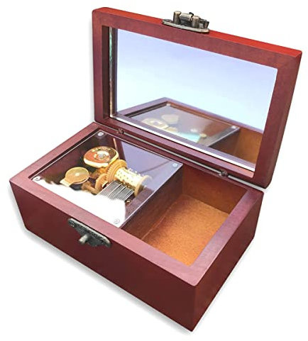 BinkeGG Braune Spieldose Holz Uhrwerk Antiken Schloss Spieluhr Schmuckkästchen mit Sankyo Musik Mechanismus (Option 60 Melodien) (Davy Jones (Pirates of the Caribbean))