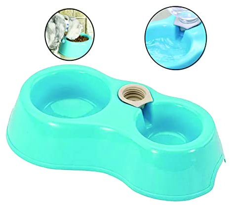 PARENCE -1 pièce Gamelle Double pour Chiens et Chats/Bol pour la Nourriture et l'eau en Plastique pour Animaux de Compagnie - Couleur aléatoire - 24,5x12,5x6 cm