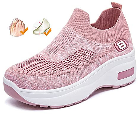 Women Walking Slipper for Swollen Feet Ladies Platform Wide Fit Sneaker Orthopedic Shoes Closure Toe Diabetic Footwear for Arthritis Hallux Valgus Spring Mesh Sandals Gift for Mom,Pink,37EU