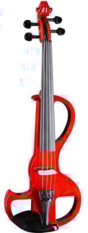 Fame EV-1803 Elektrische Violine, 4/4 Größe, Dark Red, Reverse-S-Korpus, Ahornhals, Ebenholzgriffbrett, Aktives AD-88 Tonabnehmersystem, Dreiband-Klangregelung
