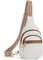BOSTANTEN Brusttasche Damen Schulterrucksack Sling Bags Klein Umhängetasche Crossbody Bag PU Leder Bauchtasche Stylisch,Beige mit Braun
