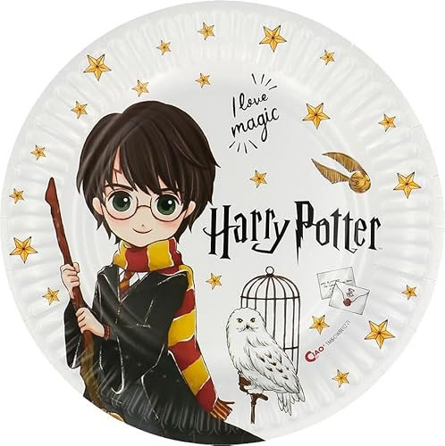 Boland HARRY POTTER - Platos de cartón para cumpleaños infantiles y fiestas temáticas (8 unidades, 23 cm), diseño de mago