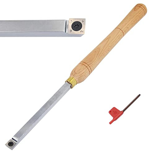 Drehmeißel für Holzdrehmaschinen, raueres Drehmeißelwerkzeug mit Hartmetallspitze, 18 Zoll, volle Größe mit quadratischem Hartmetalleinsatz 15 x 15 x 2,5 mm mit Radius und einer Schraube für Holz