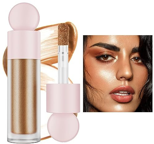 Liquid Highlighter Natural Glow For Face & Body, Waterproof Moisturizing Highlighter Makeup For Long Lasting Shimmer, Contour Liquid Luminizer Easy to Use with Cushion Applicator (#4 Candlelight)