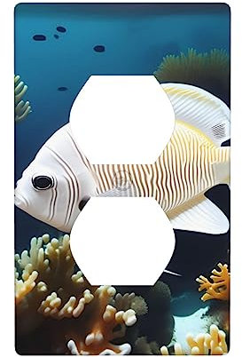 Cubierta de pared de pez blanco y dorado, placa de pared decorativa, tamaño estándar de 4.5 x 2.76 pulgadas, ideal para zonas residenciales y comerciales.