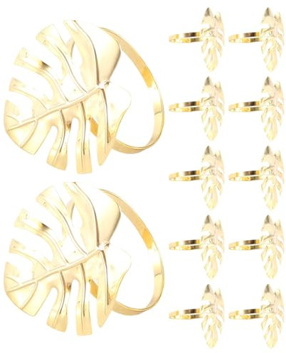 Povxlum 12 Stück Hochzeitsdekoration Palmblatt-Serviettenring Tropischer Serviettenhalter SchildkröTenblatt-Serviettenschnalle Tischtuchschnallen Ornament